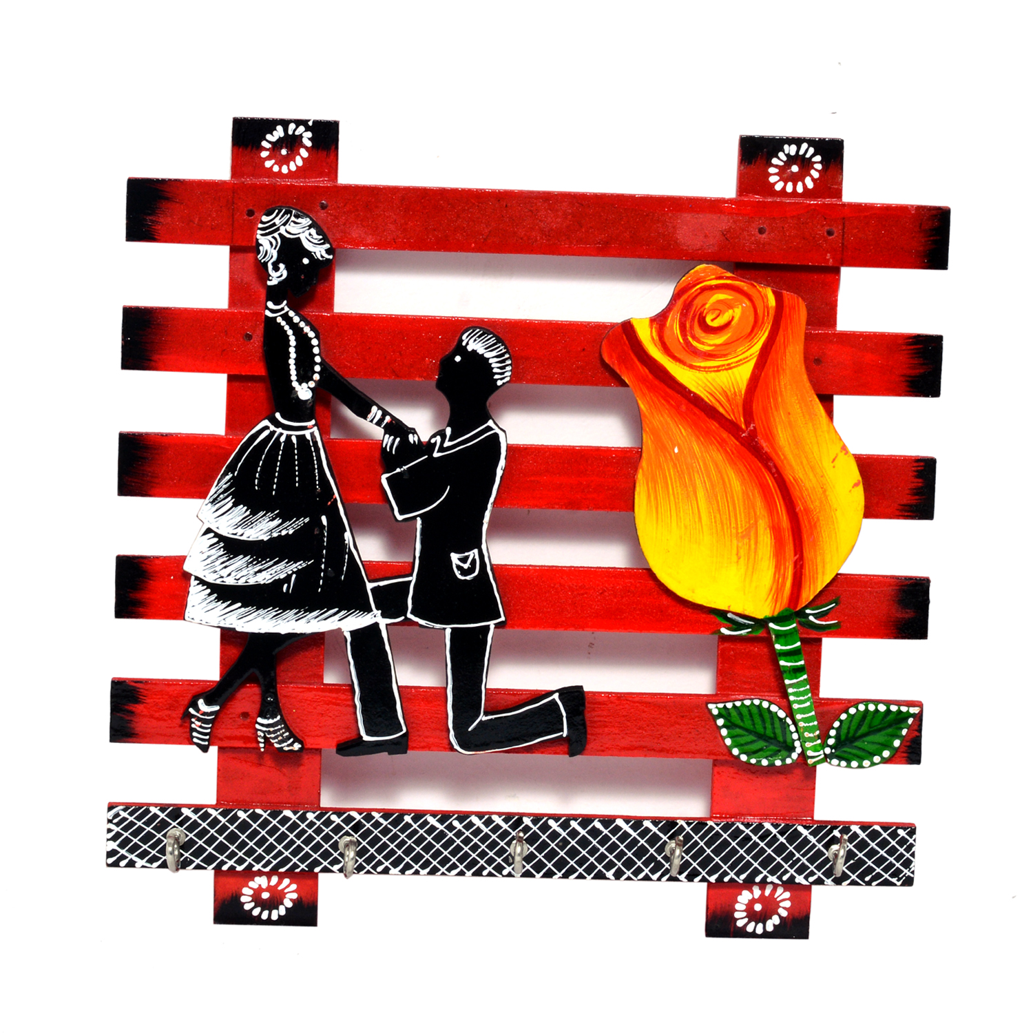 Wooden Valentine Design Wall Key Holder Handmade Key Holder, Key Organizer, Key Holder for Wall, Entryway Decor, Couple Design Key Shelf - Image 2