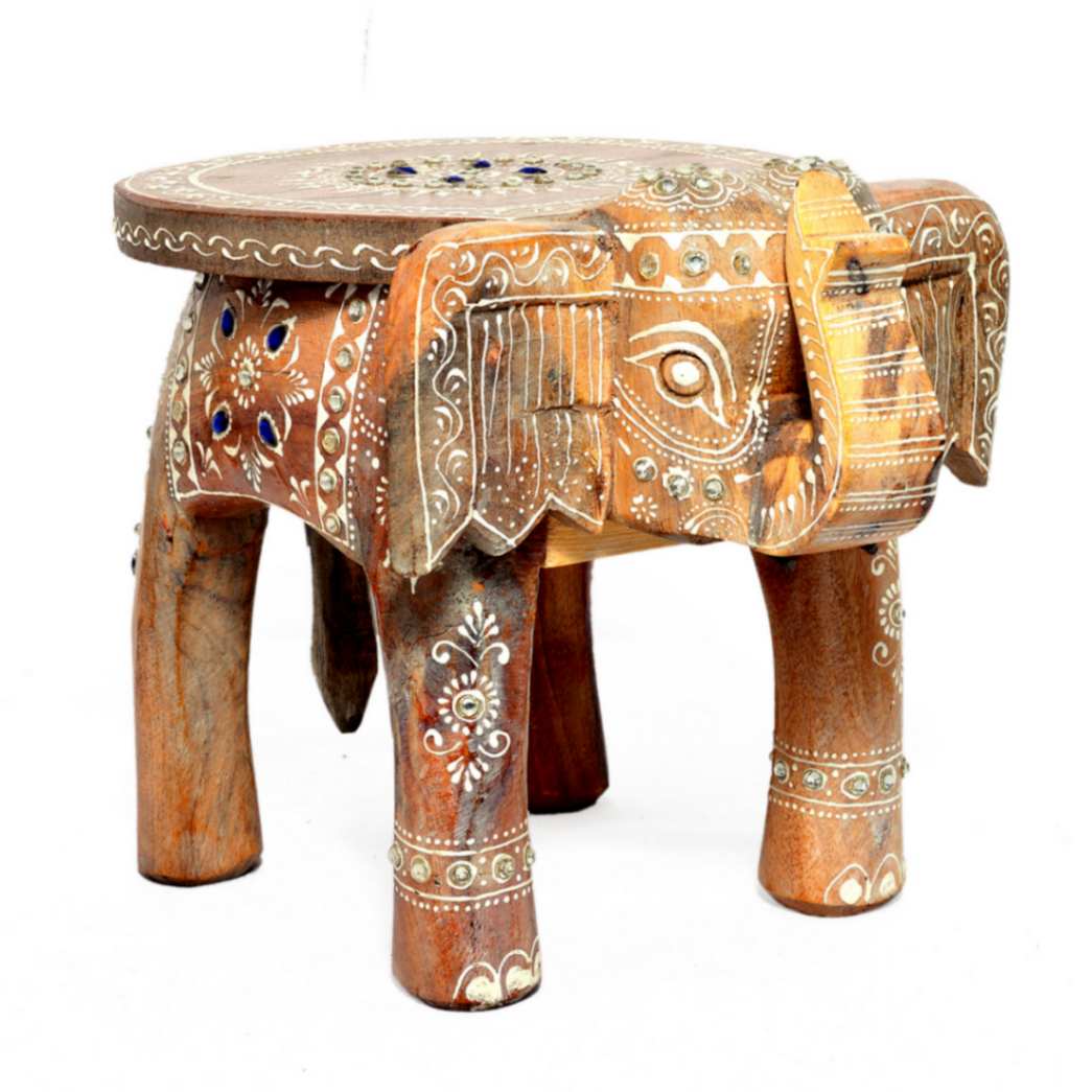 Wooden Elephant Stool Elephant Table step stool Indian Home Decor Small Furniture Collectible Art Elephant Decor Unique gift for her - Image 3