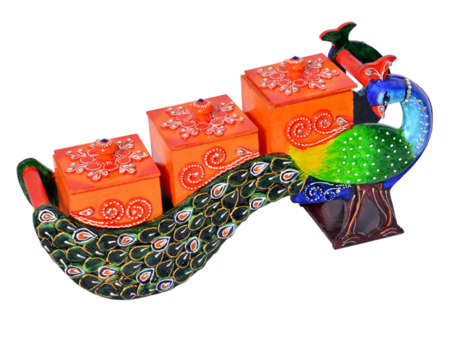 Wooden Dry Fruit Box, Handmade Peacock Empty Dry Fruit Box, Indian Home Decor, Rajasthani Style Wedding Gift Birthday Gift Indian Decoration