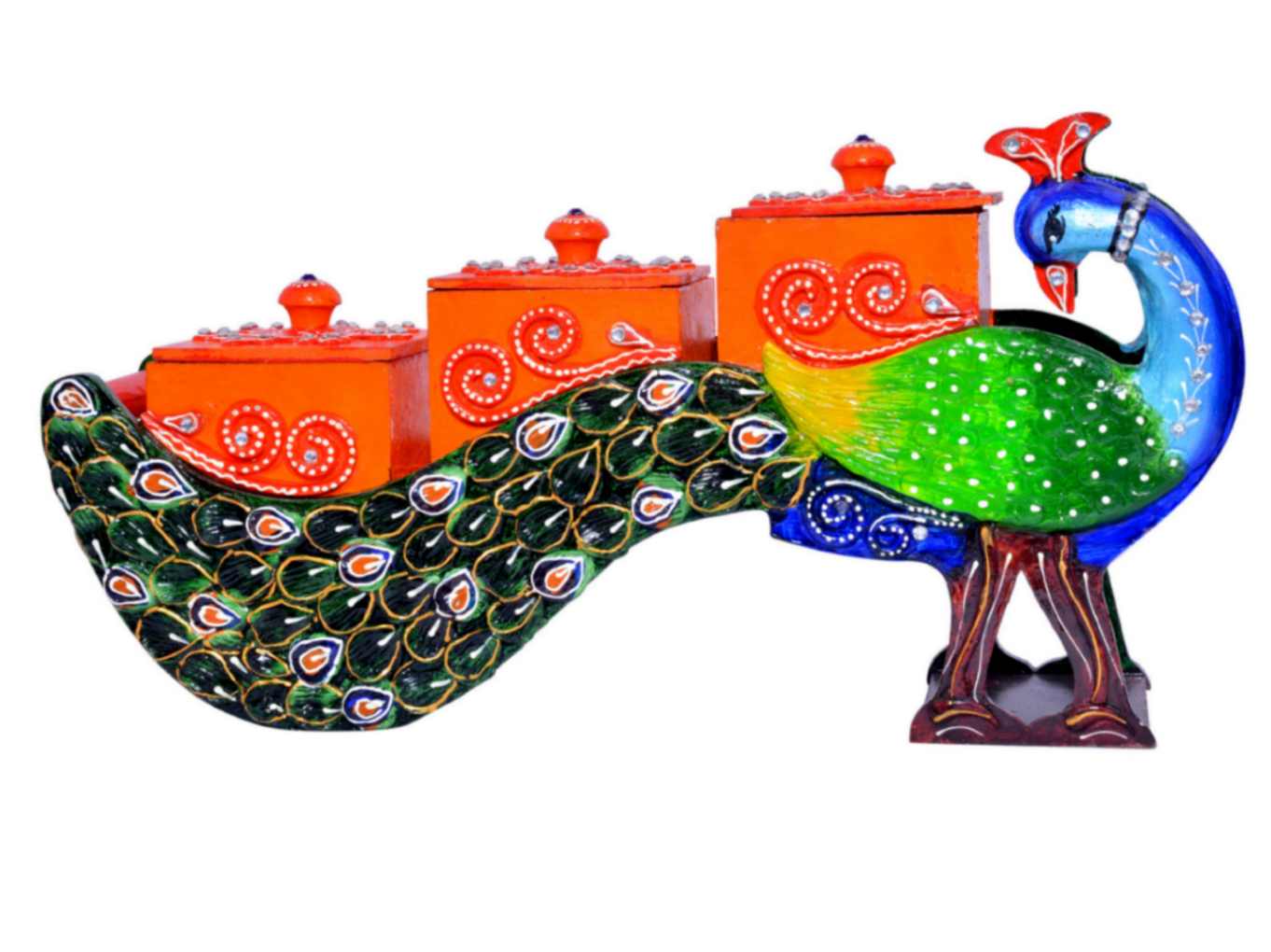 Wooden Dry Fruit Box, Handmade Peacock Empty Dry Fruit Box, Indian Home Decor, Rajasthani Style Wedding Gift Birthday Gift Indian Decoration