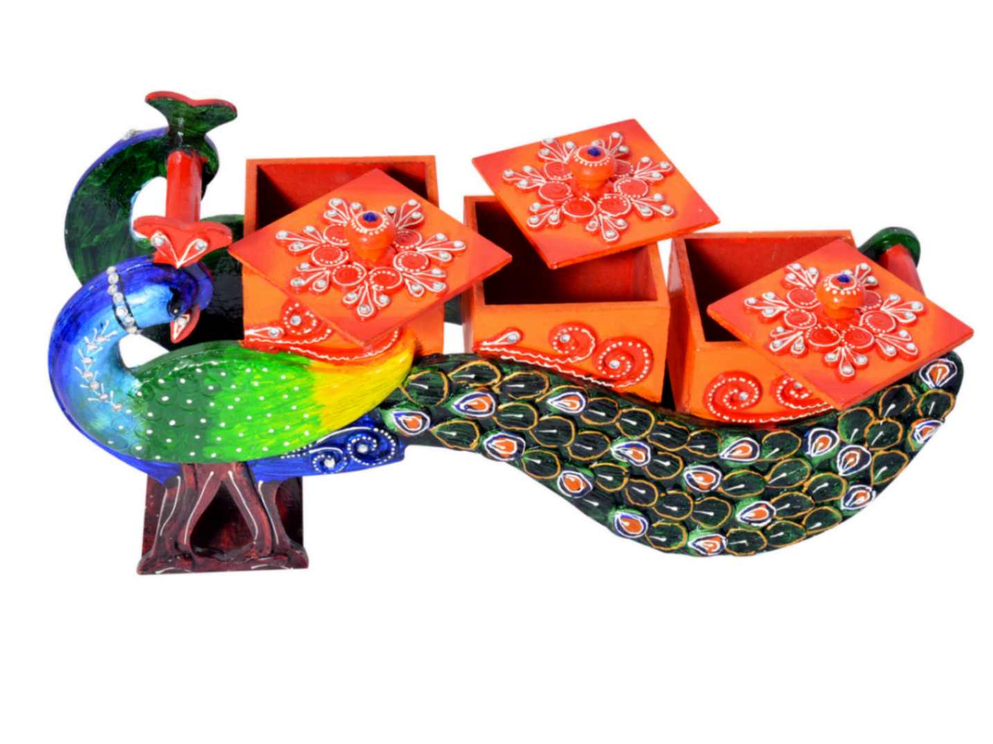 Wooden Dry Fruit Box, Handmade Peacock Empty Dry Fruit Box, Indian Home Decor, Rajasthani Style Wedding Gift Birthday Gift Indian Decoration