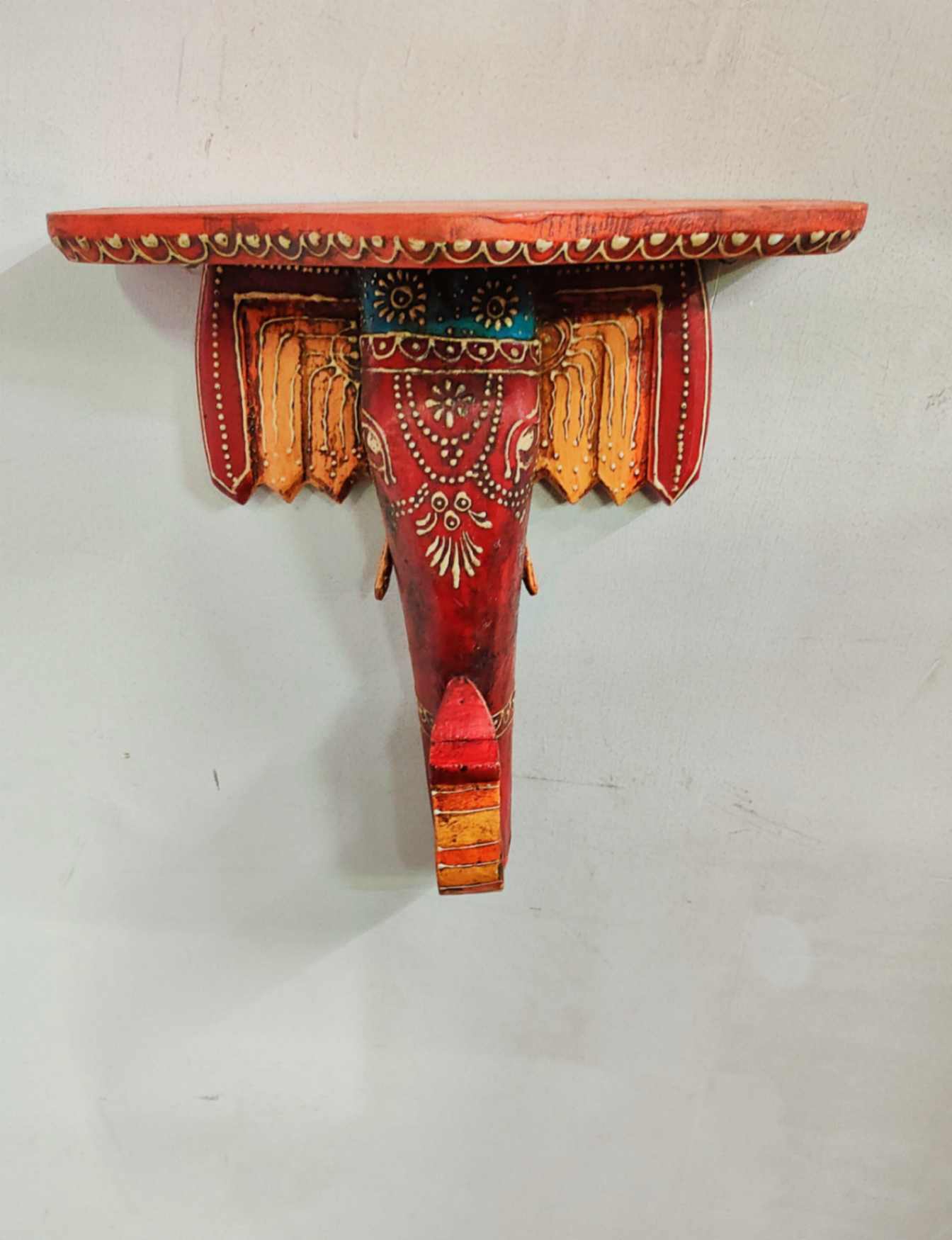 Wooden Wall Shelf Shelving Wall Bracket Elephant Face Wall Mount Shelf Indian Handicraft Home Room Decor Unique Collectible Art Wall Decor - Image 3