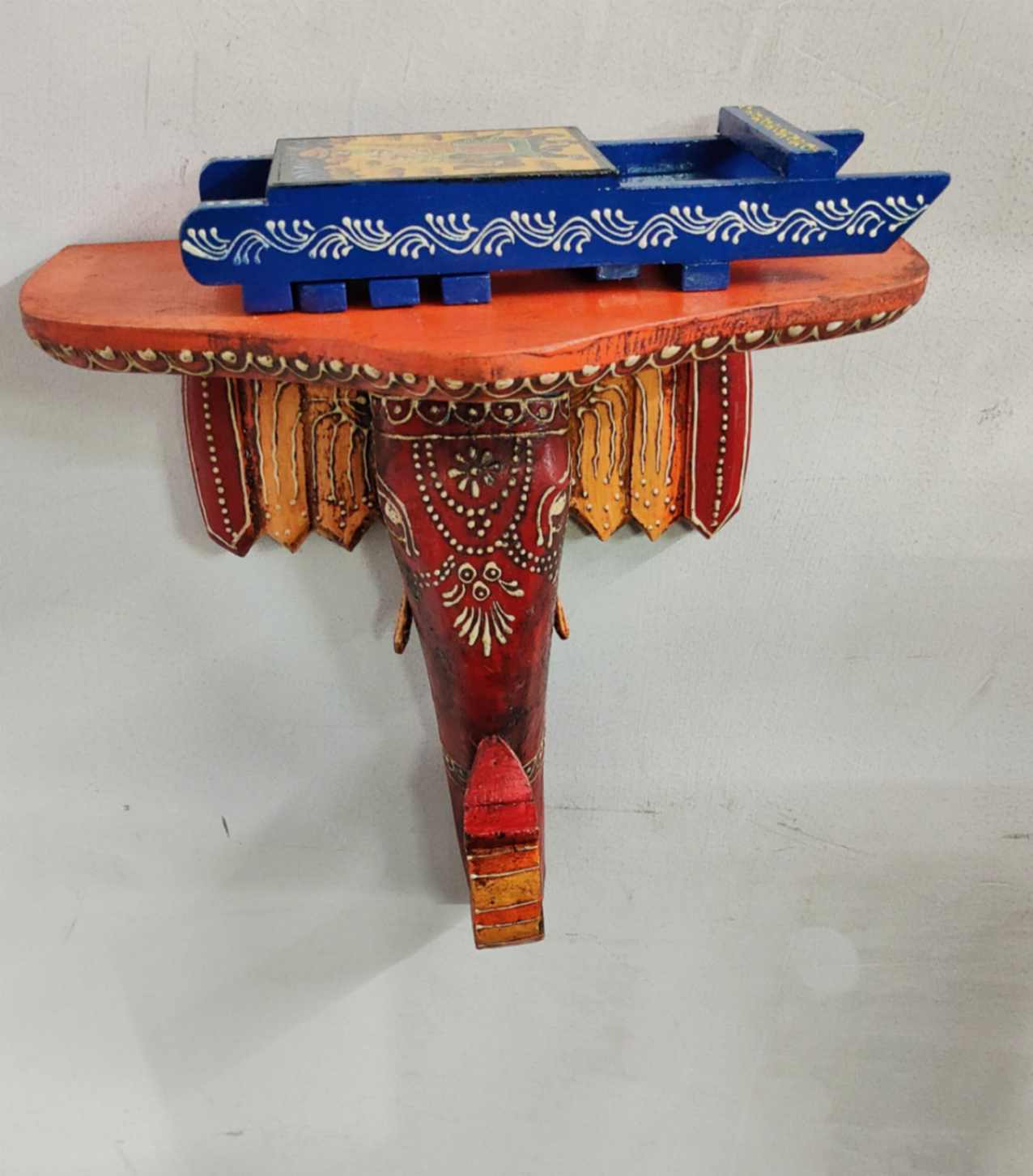 Wooden Wall Shelf Shelving Wall Bracket Elephant Face Wall Mount Shelf Indian Handicraft Home Room Decor Unique Collectible Art Wall Decor - Image 4