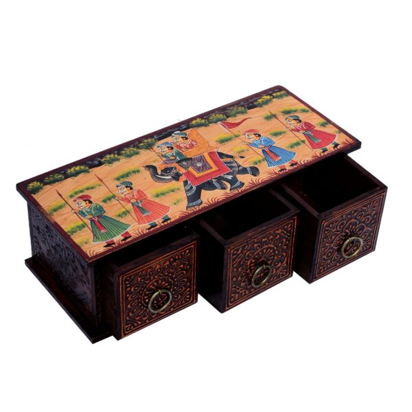 Wooden Hand painted Tabletop 3 Chest of Drawers Keepsake Drawer Trinket Box Jewellery Box Trinket Drawer Decorative Drawer Gift for her - Image 4