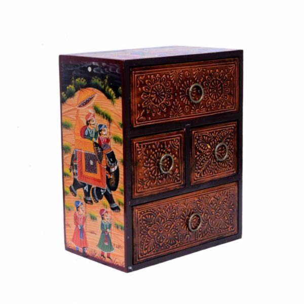 Wooden Hand Painted 4 Drawer Chest of Drawer Trinket Box Jewellery Box Drawer Decorative Tabletop Drawer Home Decor Gift for her - Image 3