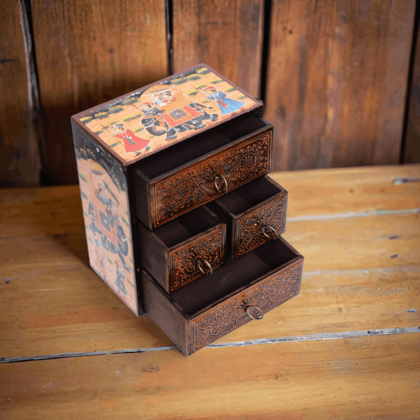 Wooden Hand Painted 4 Drawer Chest of Drawer Trinket Box Jewellery Box Drawer Decorative Tabletop Drawer Home Decor Gift for her - Image 2