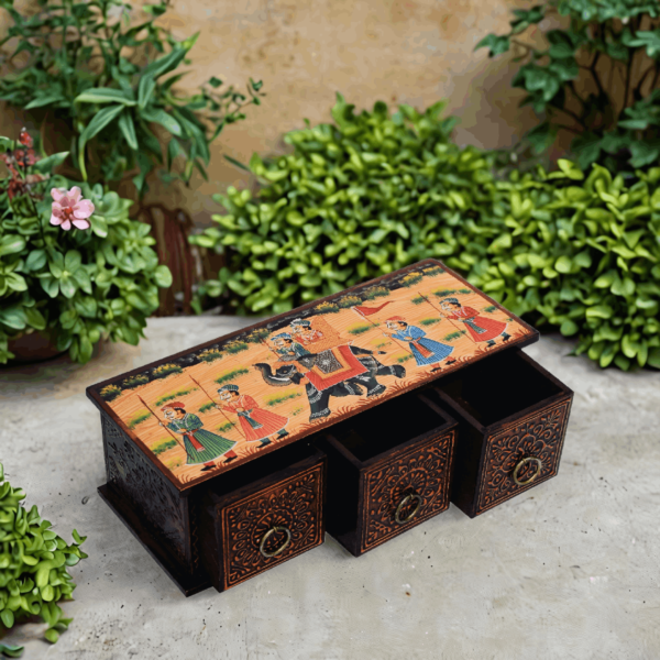 Wooden Hand painted Tabletop 3 Chest of Drawers Keepsake Drawer Trinket Box Jewellery Box Trinket Drawer Decorative Drawer Gift for her