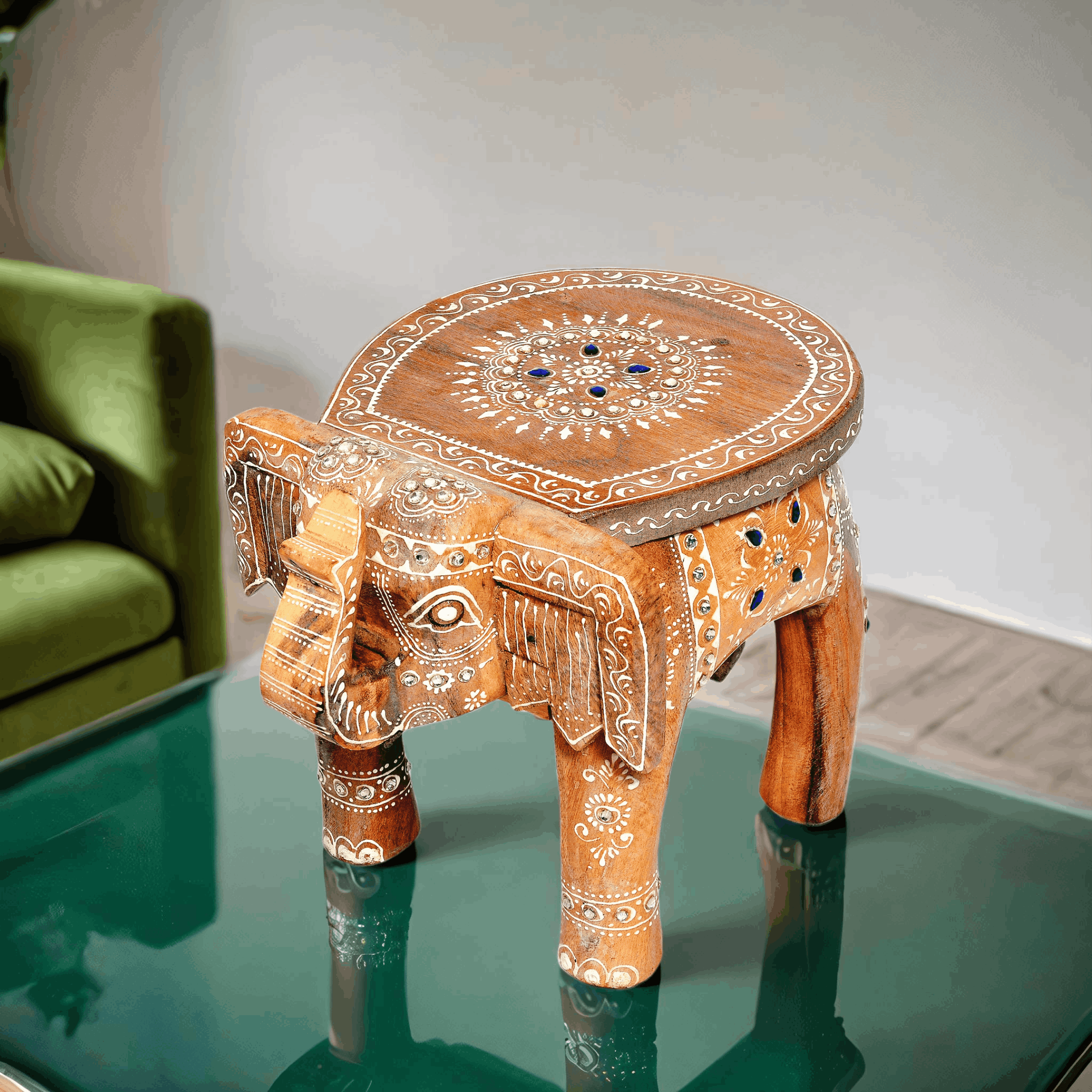 Wooden Elephant Stool Elephant Table step stool Indian Home Decor Small Furniture Collectible Art Elephant Decor Unique gift for her