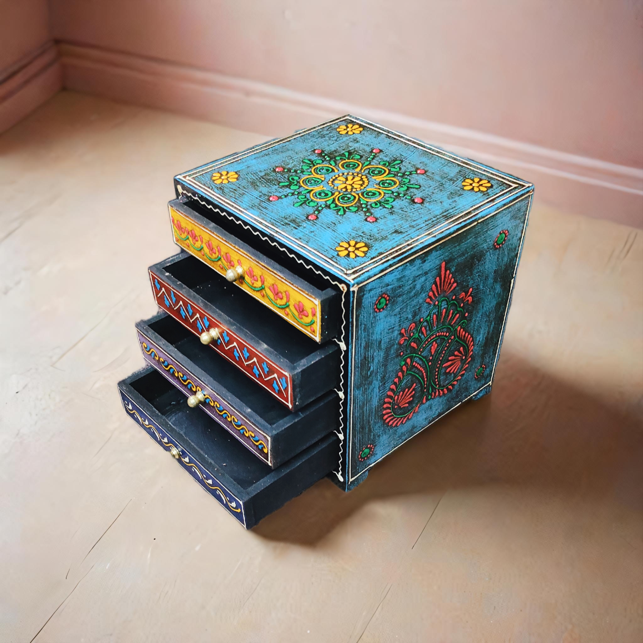 Wooden Hand Painted Drawer Chest of Drawers Jewellery Box Christmas Gift Wooden box Trinket Box Girl's Gift Mother's Day Gift Home Decor