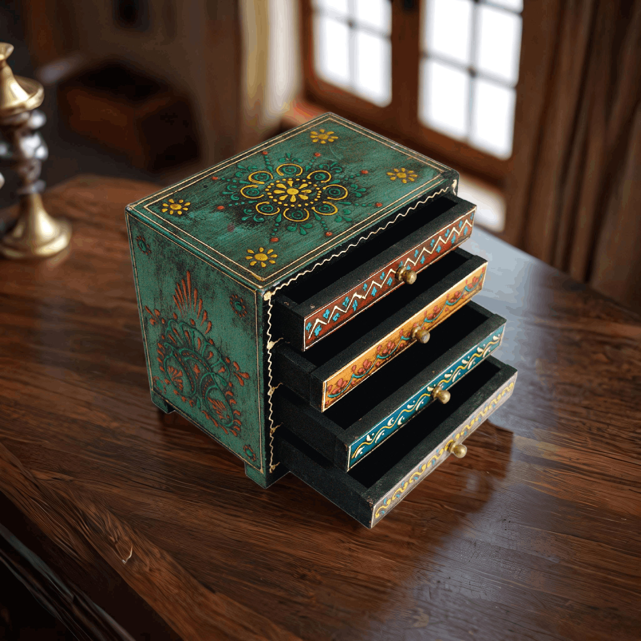 Wooden Hand Painted Drawer Chest of Drawers Jewellery Box Christmas Gift Wooden box Trinket Box Girl's Gift Mother's Day Gift Home Decor - Image 2