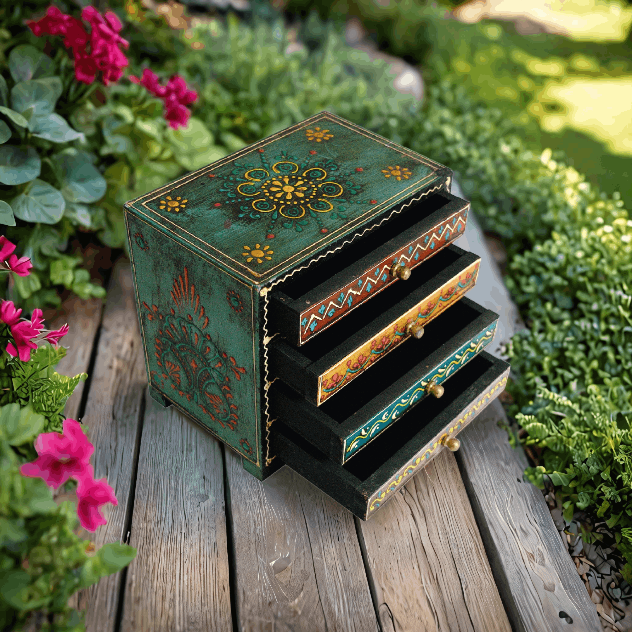 Wooden Hand Painted Drawer Chest of Drawers Jewellery Box Christmas Gift Wooden box Trinket Box Girl's Gift Mother's Day Gift Home Decor - Image 3