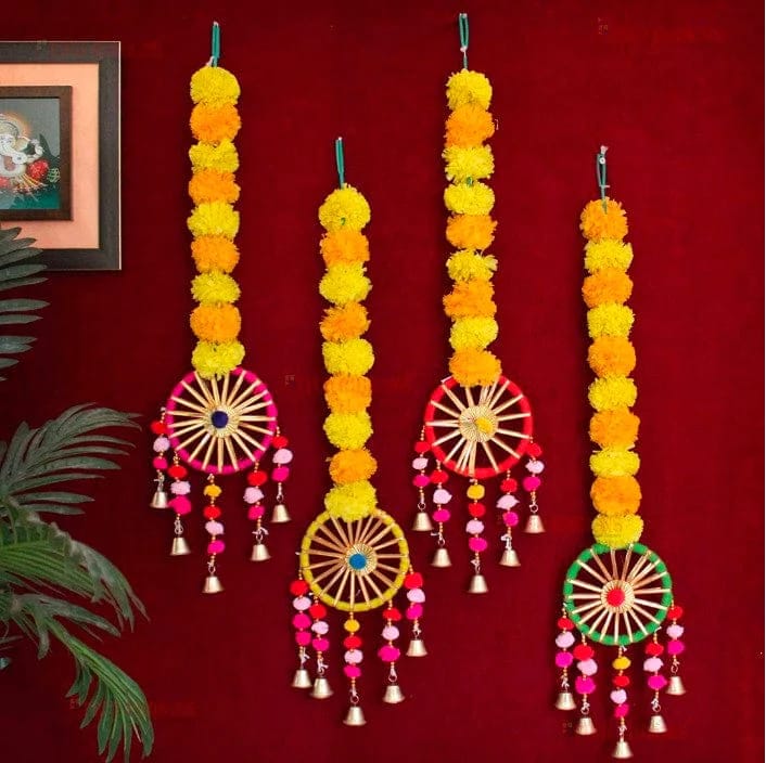 Handmade Marigold Hanging in Rajasthani Style Set of 4